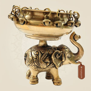 Heavy Brass Elephant Urli Bowl 6.25"