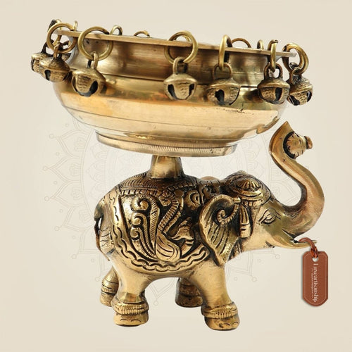 Heavy Brass Elephant Urli Bowl 6.25" | Decorative Vessel