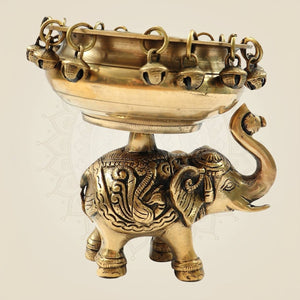 Heavy Brass Elephant Urli Bowl 6.25"