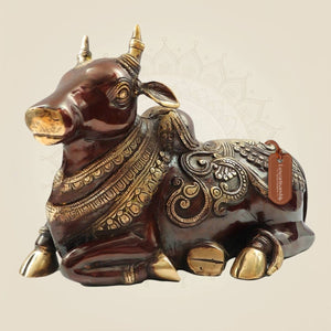 Heavy Brass Nandi Idol 9" Inch