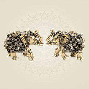 Intricately Carved Elephant Pair