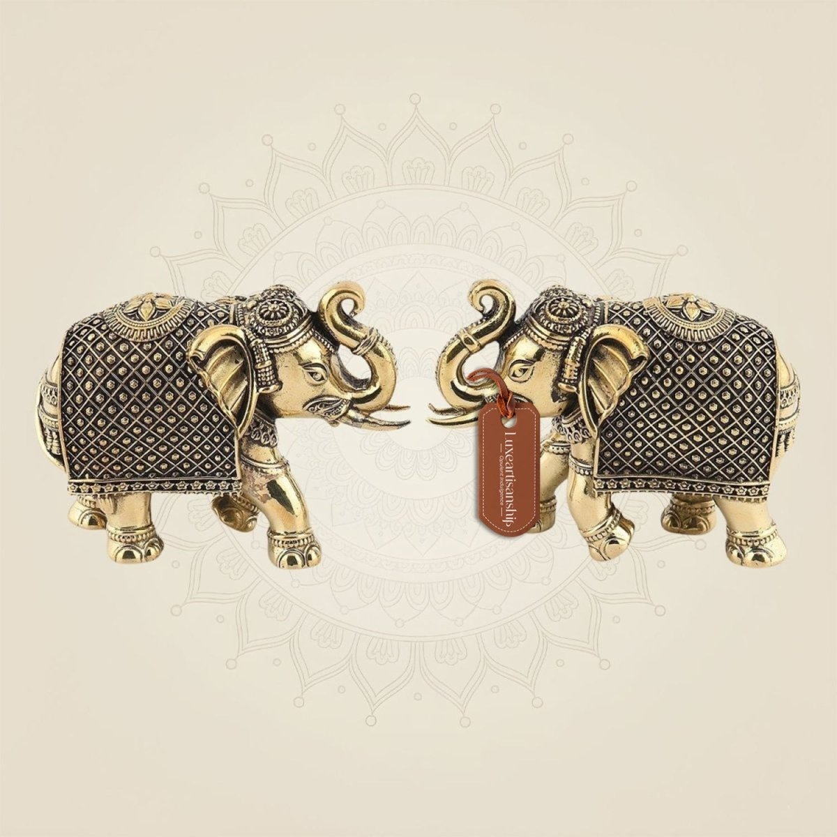 Intricately Carved Elephant Pair
