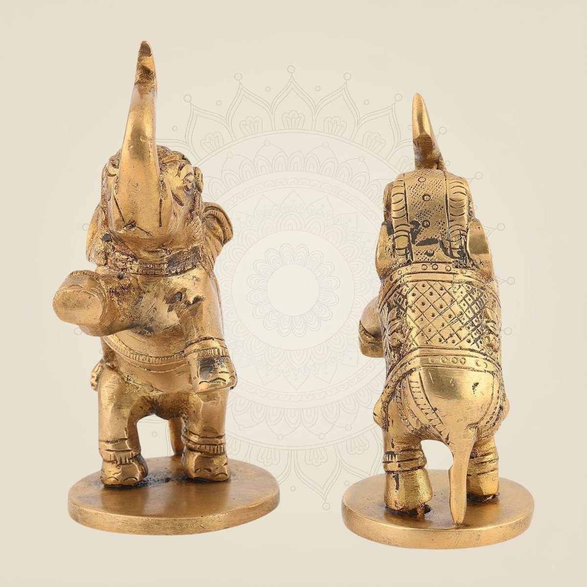 Jumping Elephant Pair 4" Pure Brass Idol