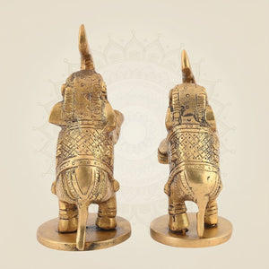 Elephant Pair 4" Pure Brass Handcrafted Showpieces (Set of 2)