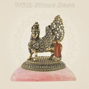 Kamdhenu Cow on stone base - Luxeartisanship