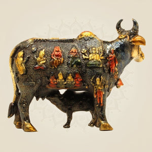 Brass colored Cow & Calf Statue