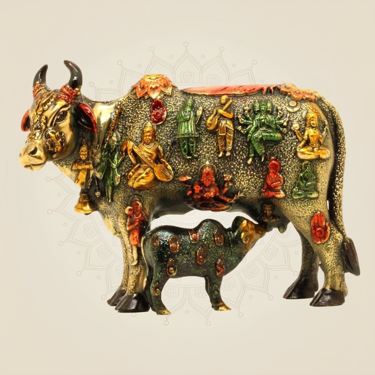 Pure brass Kamdhenu Cow & Calf Brass Idol