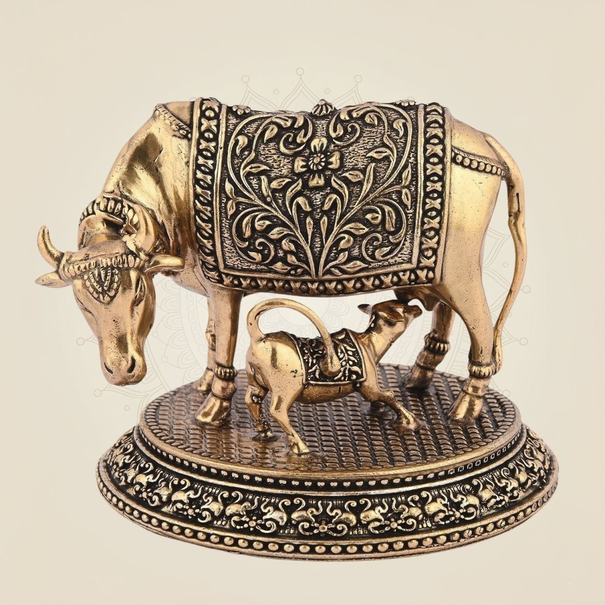 Kamdhenu Cow Idol 4" – Lightweight Brass Murti for Peace, Prosperity & Decor - Luxeartisanship