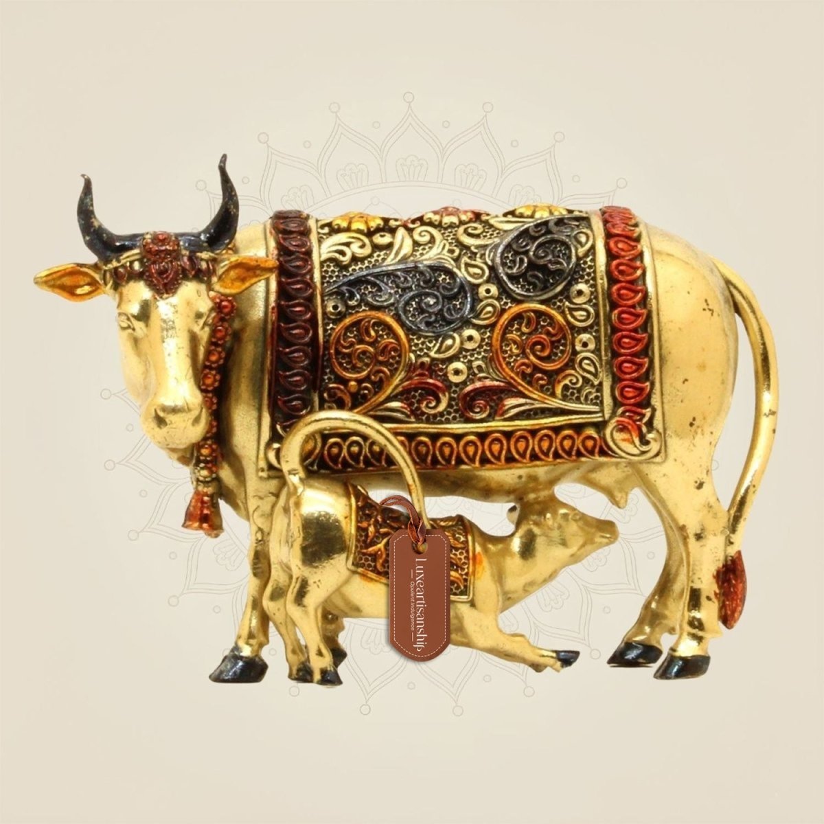 Brass Kamdhenu Cow Idol with Calf