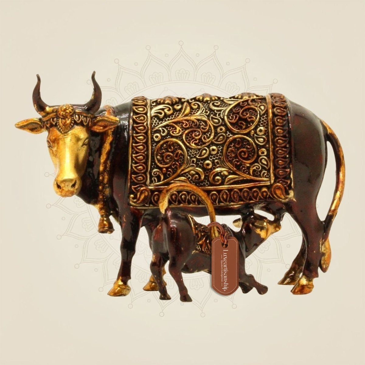 Brass Kamdhenu Cow Idol with Calf