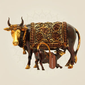 Brass Kamdhenu Cow Idol with Calf