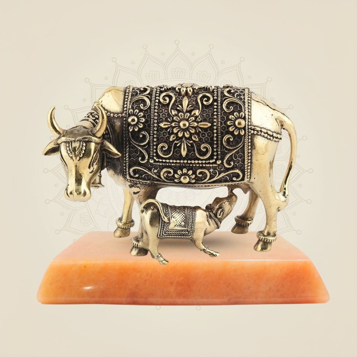 Brass Kamdhenu Cow Idol with Calf