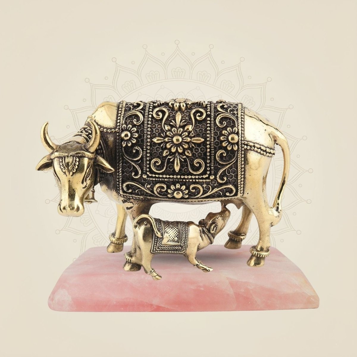 Brass Kamdhenu Cow Idol with Calf