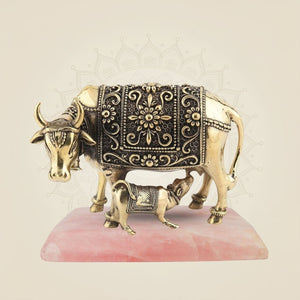 Brass Kamdhenu Cow Idol with Calf