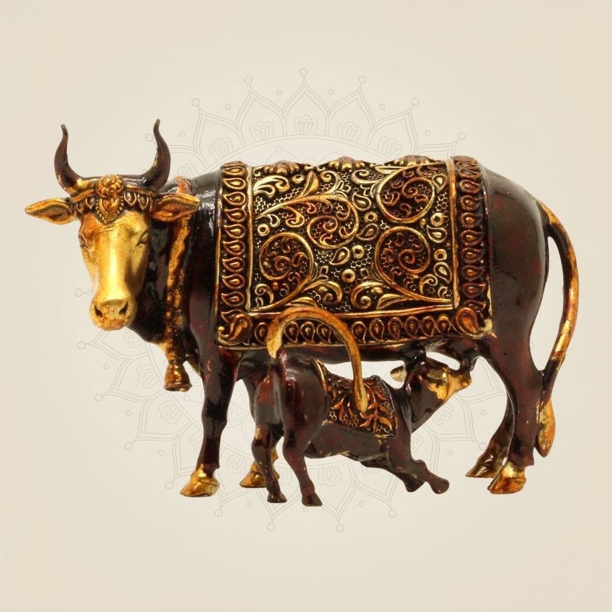 Brass Kamdhenu Cow Idol with Calf