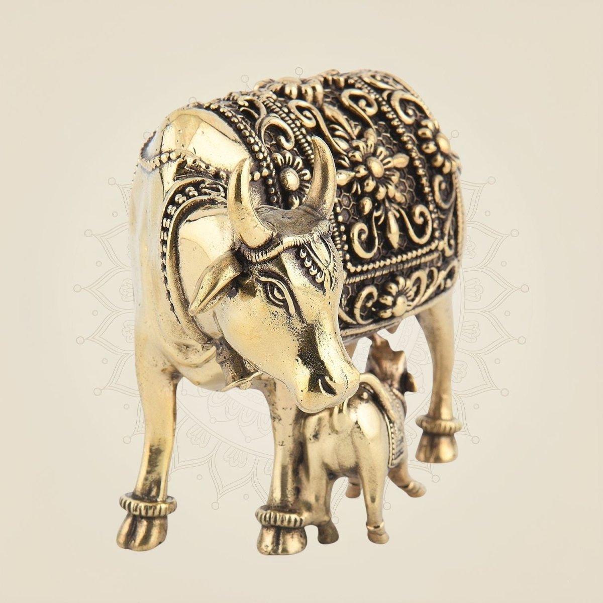 Brass Kamdhenu Cow Idol with Calf