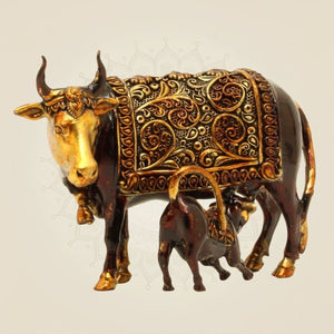 Brass Kamdhenu Cow Idol with Calf
