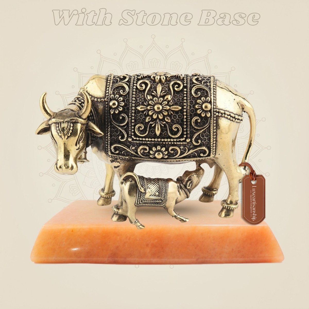 Brass Kamdhenu Cow Idol with Calf