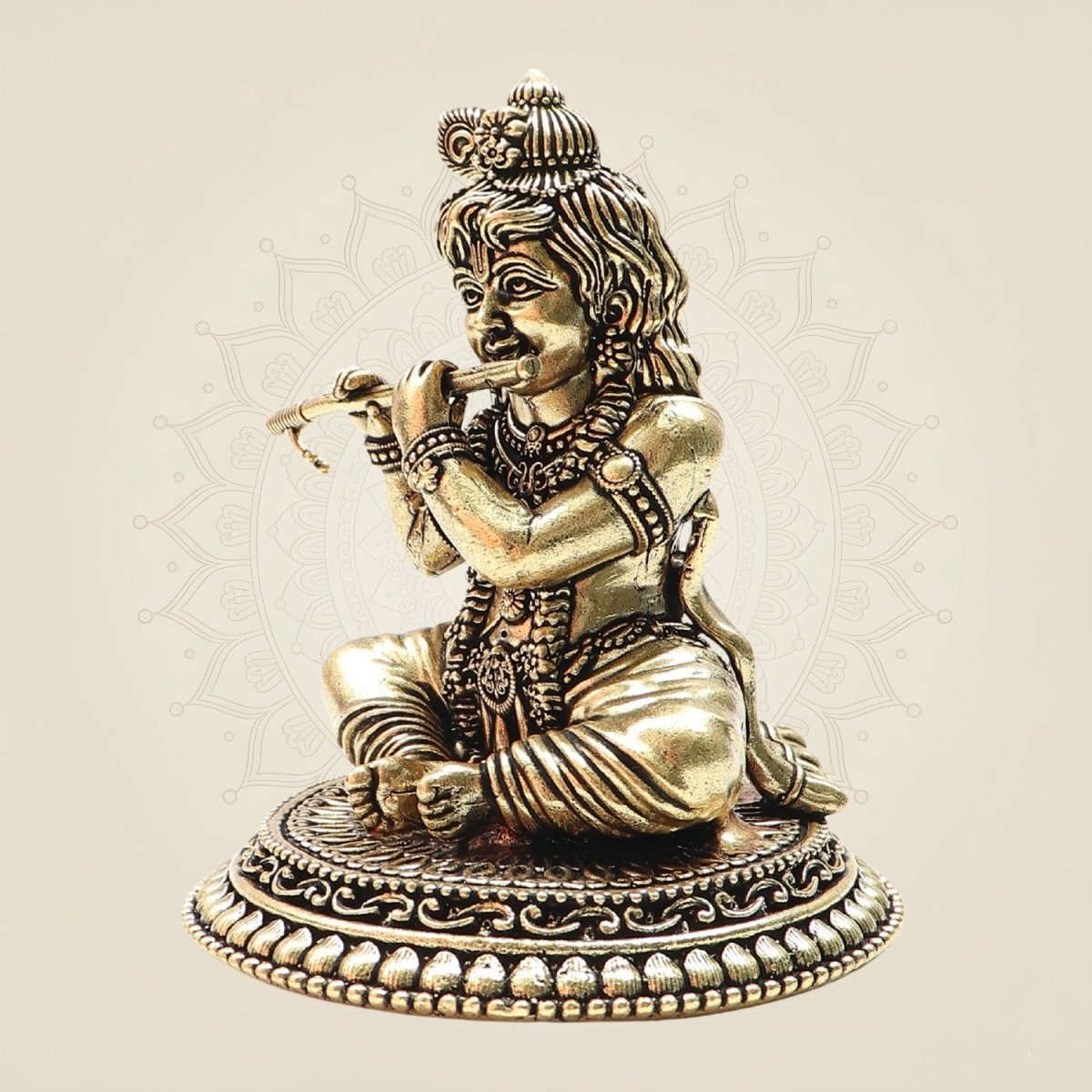 Kanha Playing Flute Brass Sculpture
