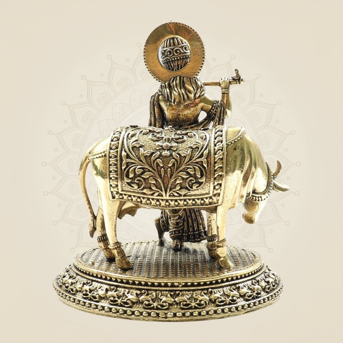 Krishna with Cow Brass Murti for Home