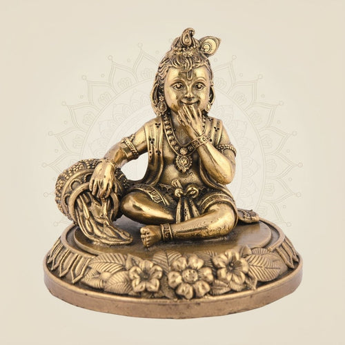 Laddu Gopal Idol 2.75'' – Makhan Chor Brass Handcrafted Murti for Mandir & Gifting