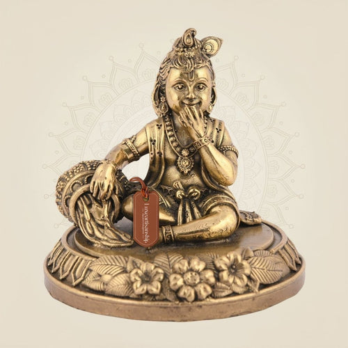 Laddu Gopal Idol 2.75" – Makhan Chor Brass Handcrafted Murti for Mandir & Gifting