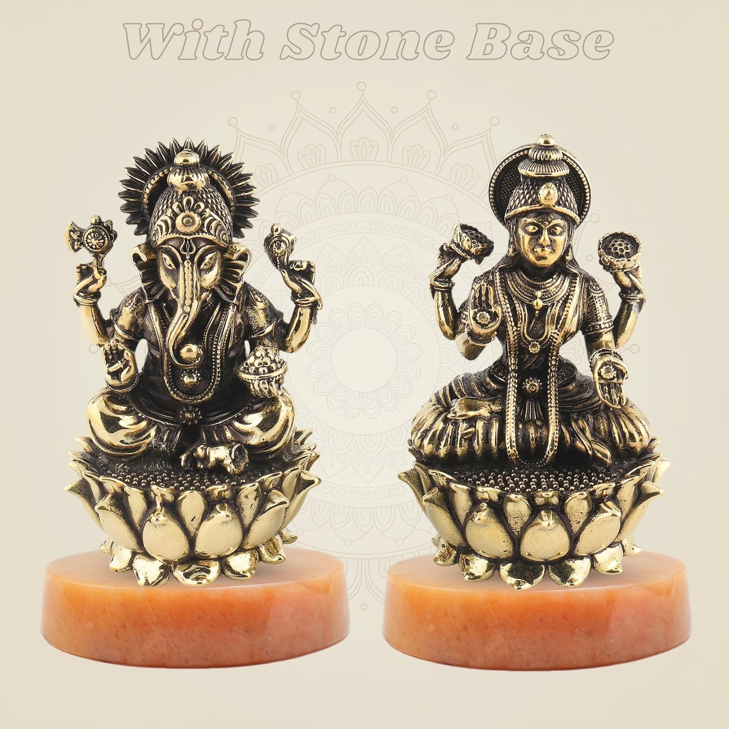 Lakshmi Ganesh Brass Idol 3" – Superfine Divine Decor - Luxeartisanship