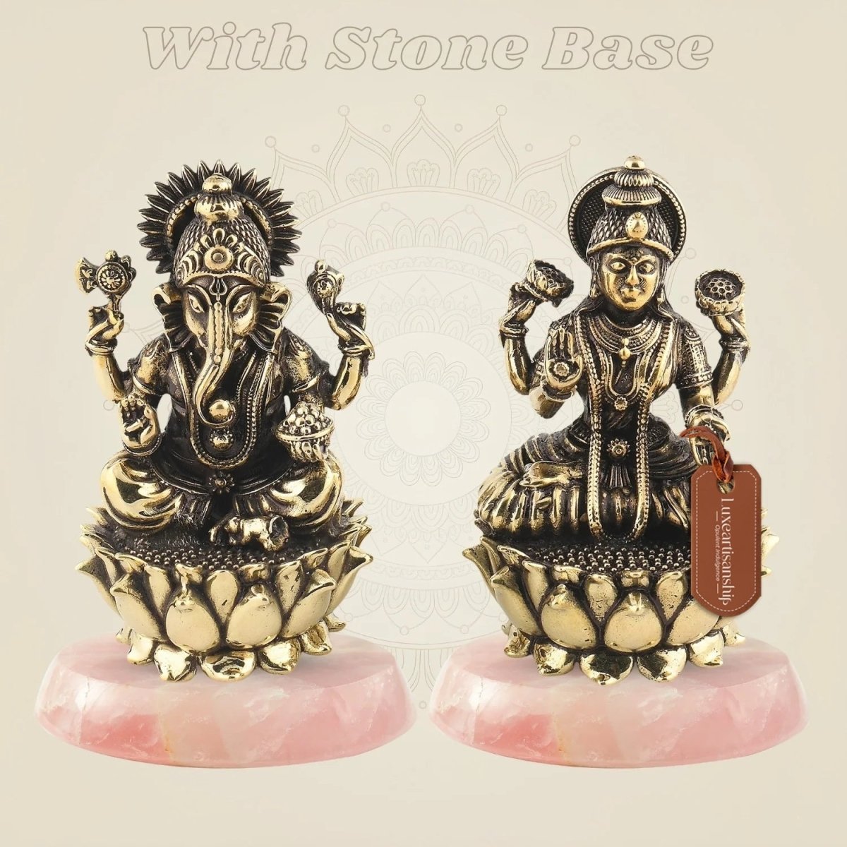 Lakshmi Ganesh Brass Idol 3" – Superfine Divine Decor - Luxeartisanship