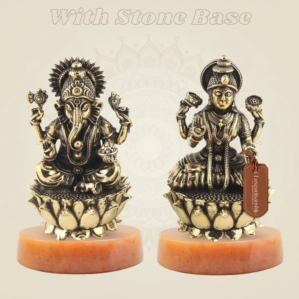 Lakshmi Ganesh Brass Idol 3" – Superfine Divine Decor - Luxeartisanship