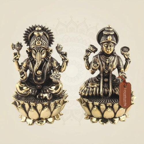 Lakshmi Ganesh Brass Idol 3" – Superfine Divine Decor