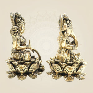Lakshmi Ganesh Brass Idol Pair - Luxeartisanship