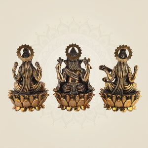 Brass Lakshmi Ganesha Saraswati Idol