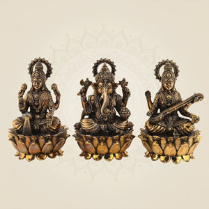 Brass Laxmi Ganesha Saraswati Idol