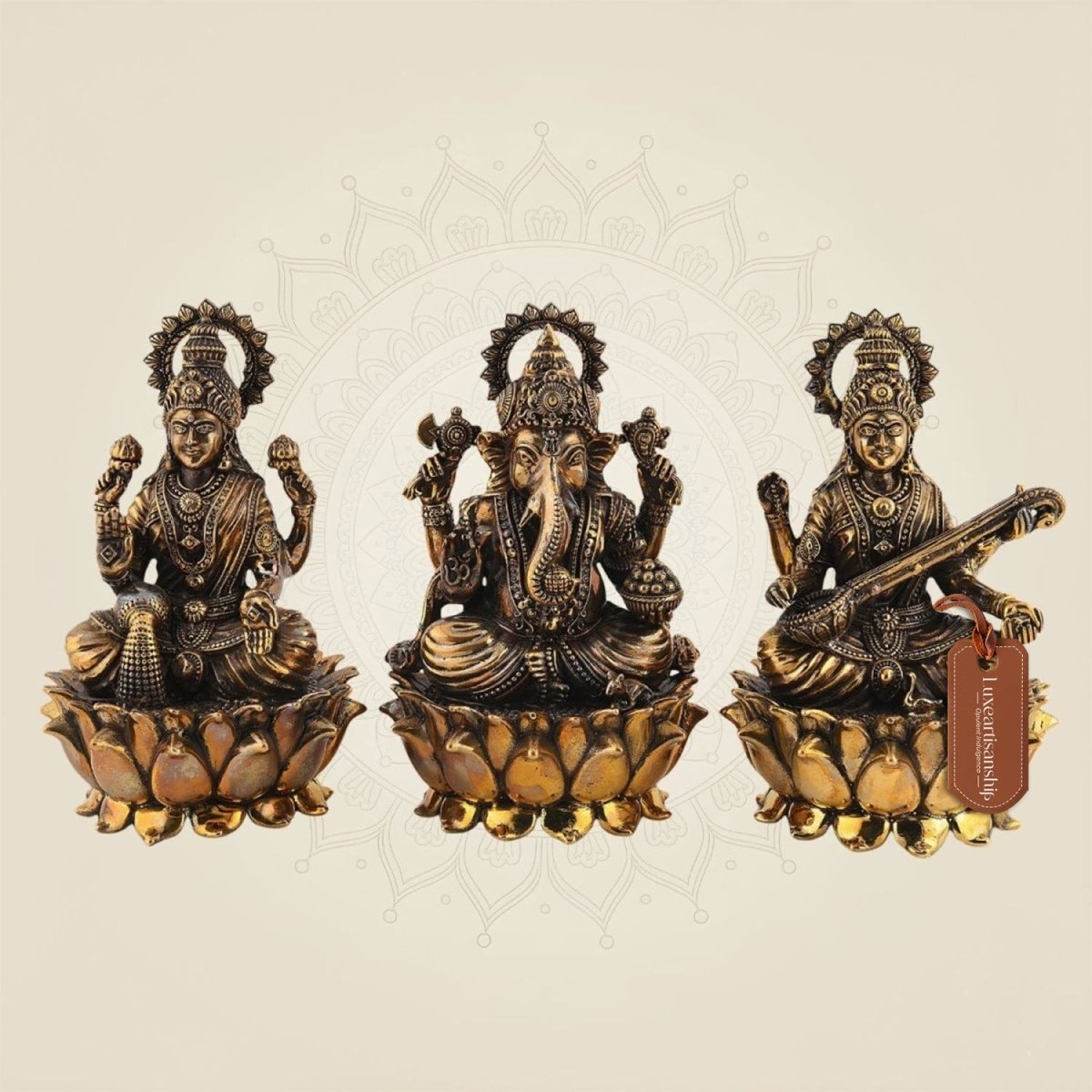 Brass Laxmi Ganesha Saraswati Idol