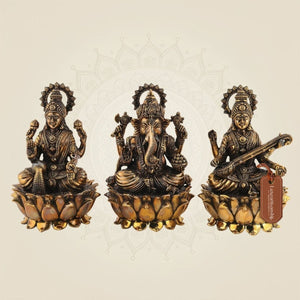 Brass Laxmi Ganesha Saraswati Idol