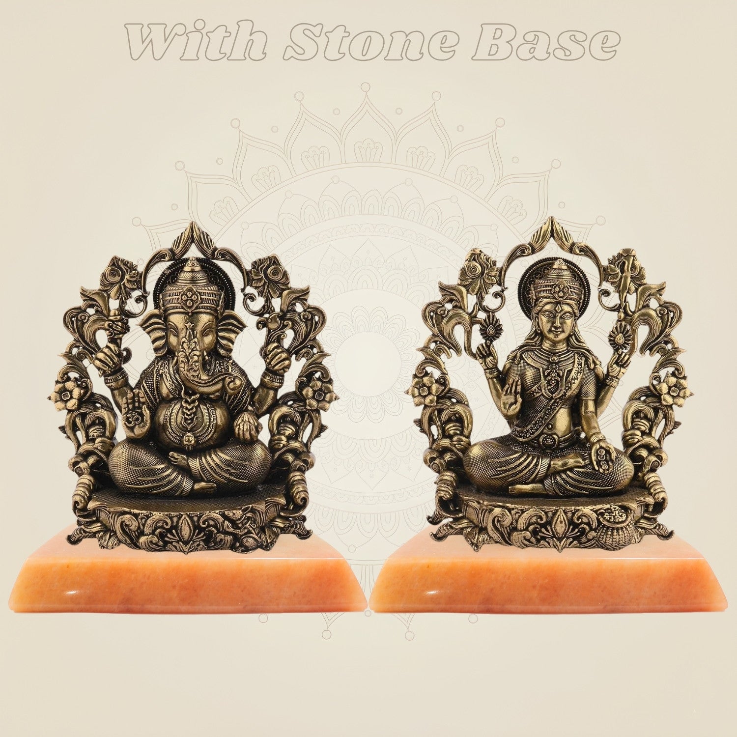 Ganesha Lakshmi with Stone Base