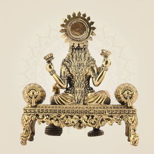 Lakshmi Ji Idol on Singhasan brass statue