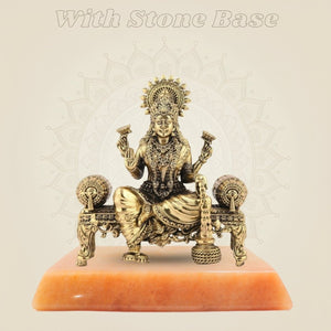 Brass Lakshmi Ji Idol with gemstone base