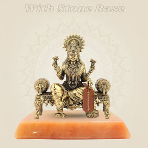 Brass Lakshmi Ji Idol with gemstone base