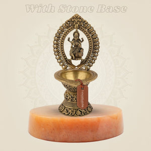 Lakshmi Mata Brass Diya with stone base