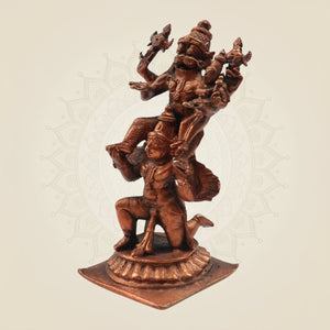 Lakshmi Narasimha on Garuda Copper Idol 4.25 "– Handcrafted Divine Statue - Luxeartisanship