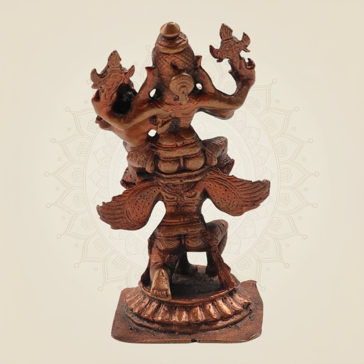 Lakshmi Narasimha on Garuda Copper Idol 4.25 "– Handcrafted Divine Statue - Luxeartisanship
