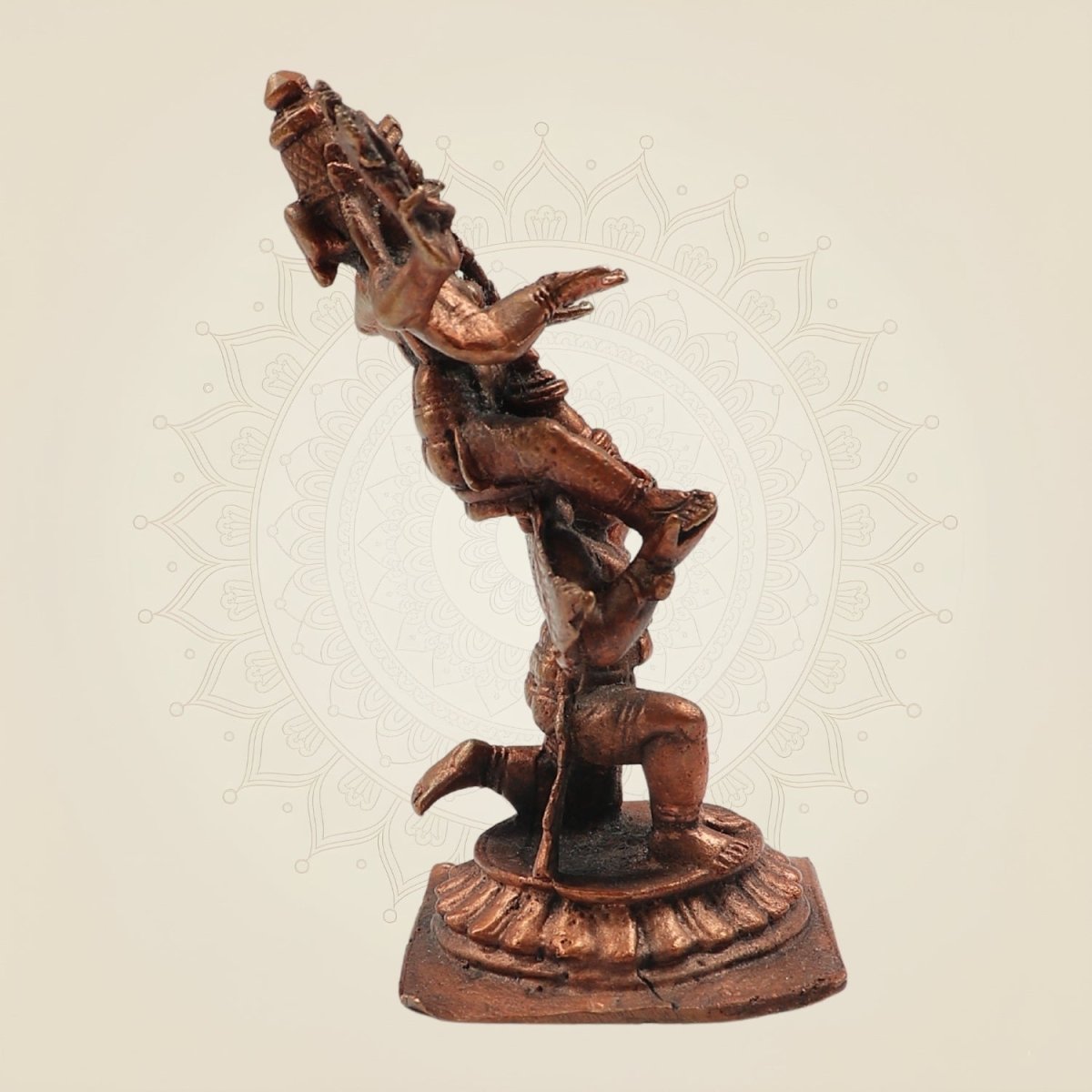 Lakshmi Narasimha on Garuda Copper Idol 4.25 "– Handcrafted Divine Statue - Luxeartisanship