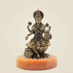 Lakshmi on Lotus murti with gemstone base