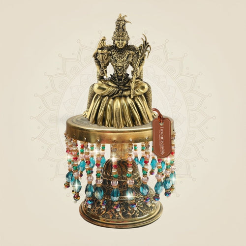 Lalita Devi Brass Idol on Chowki with Decorative Base Work 7.5"