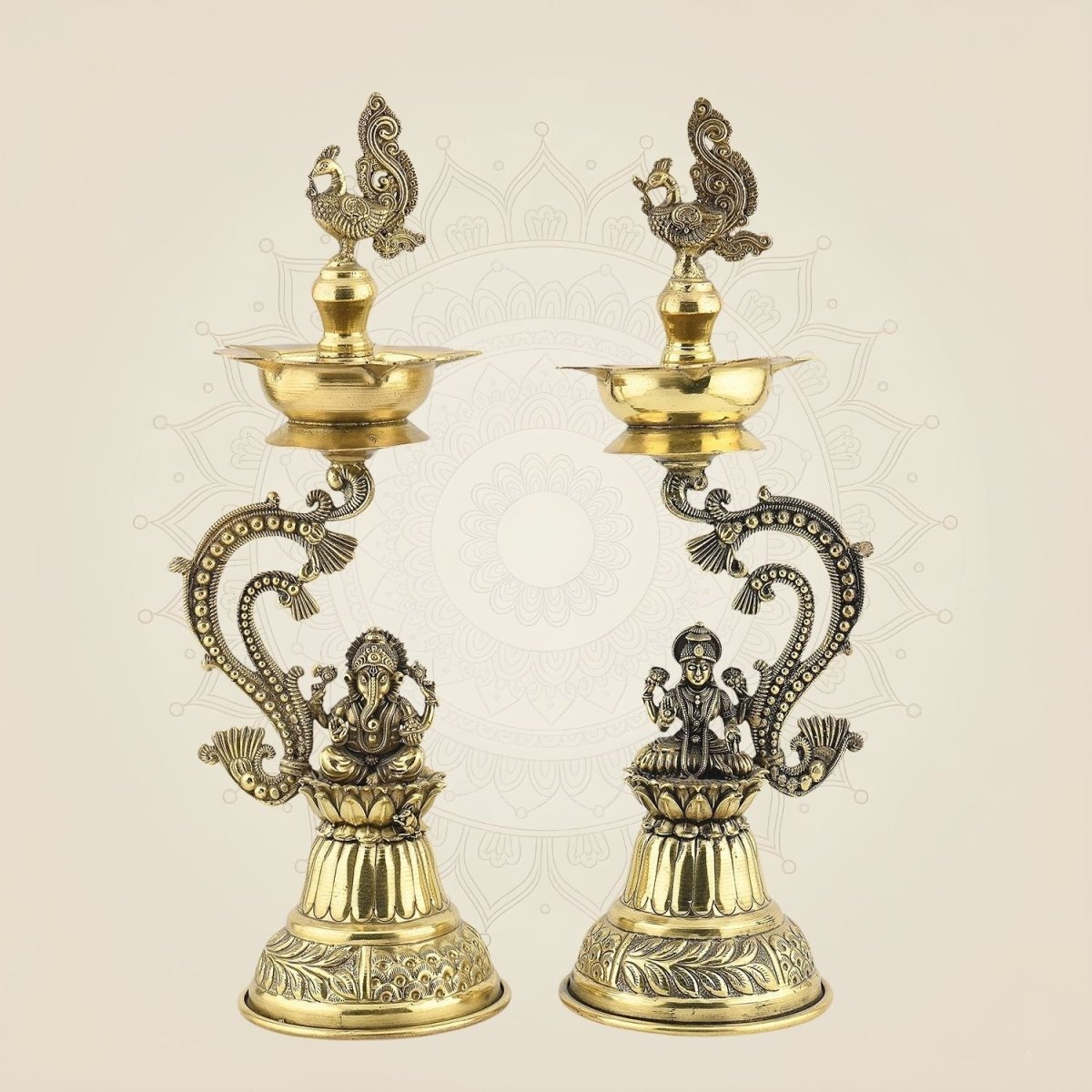 Laxmi Ganesh Brass Diya Stand