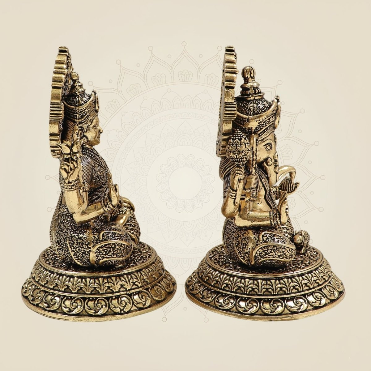 Laxmi Ganesh Brass Murti Set 5 Inch for Home & Pooja - Luxeartisanship