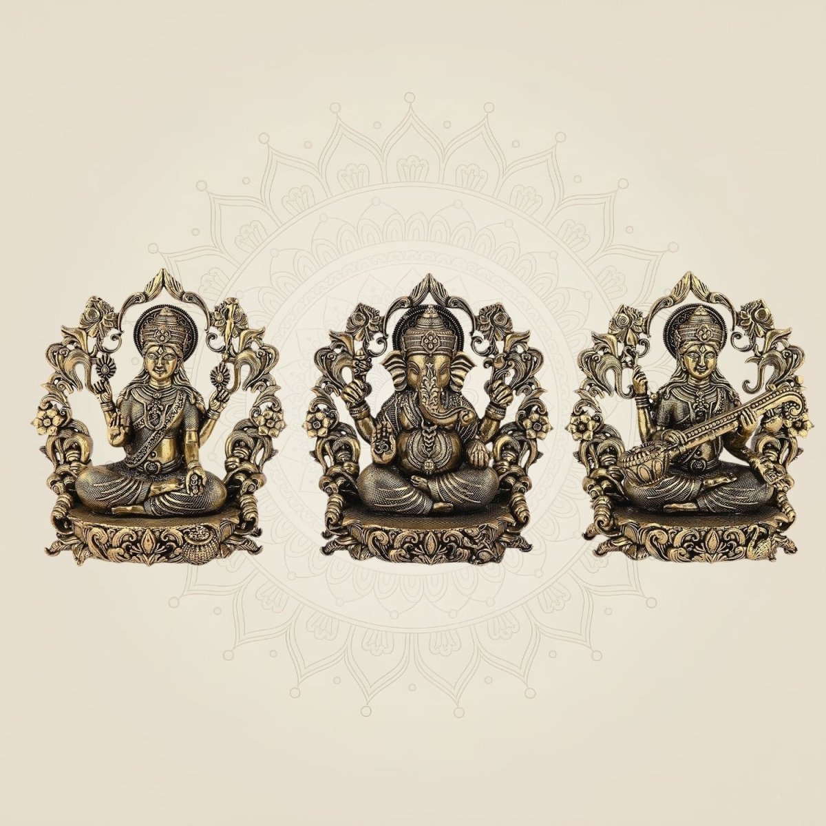 Laxmi Ganesh Saraswati Brass Idol