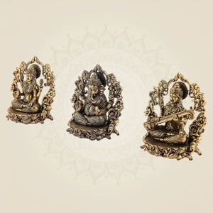Laxmi Ganesh Saraswati Brass Idol for pooja