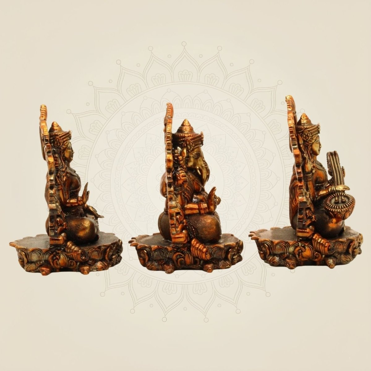 Brass Laxmi Ganesh Saraswati Sculpture